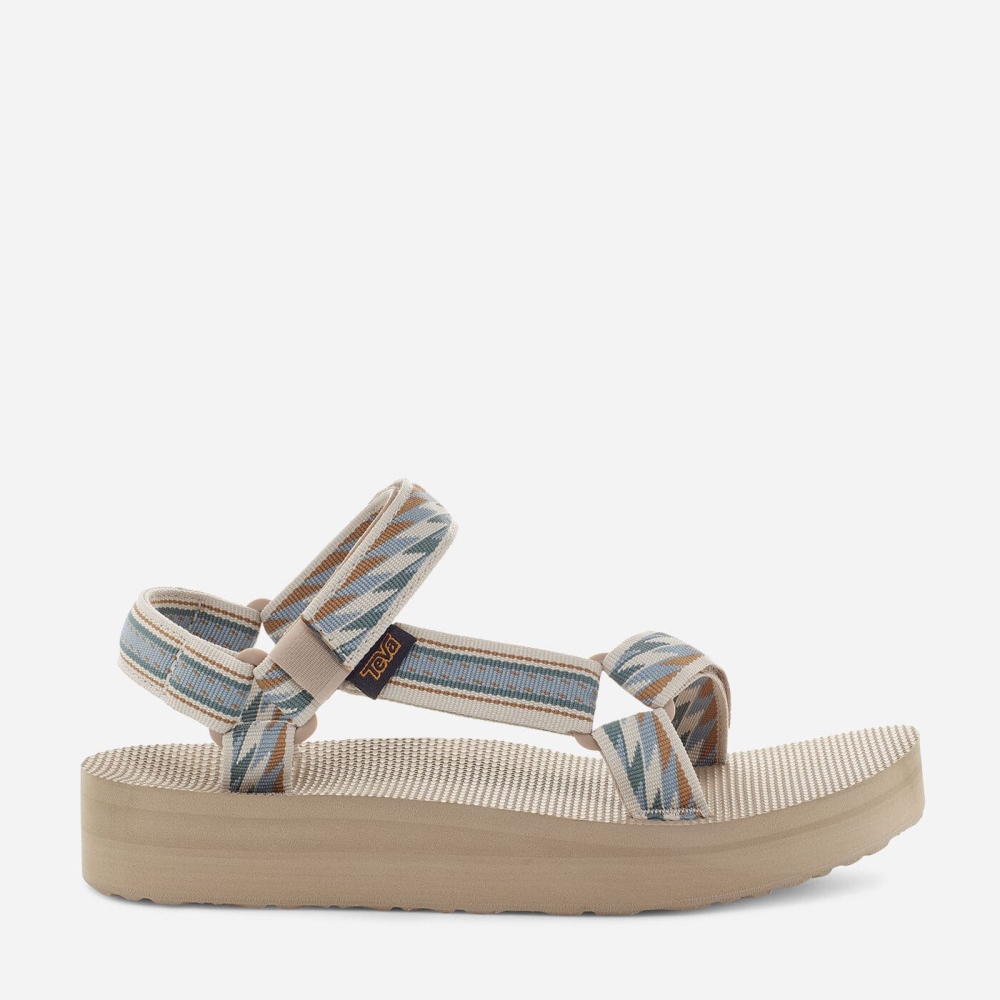 Beige Women's Teva Midform Universal Flatform Sandals | 027-NJYZHG