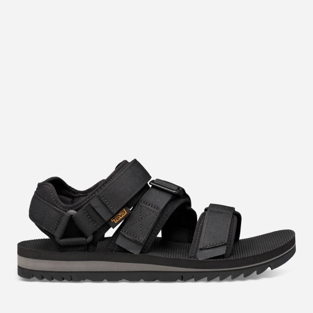 Black Men's Teva Cross Strap Trail Hiking Sandals | 360-PBTMFS