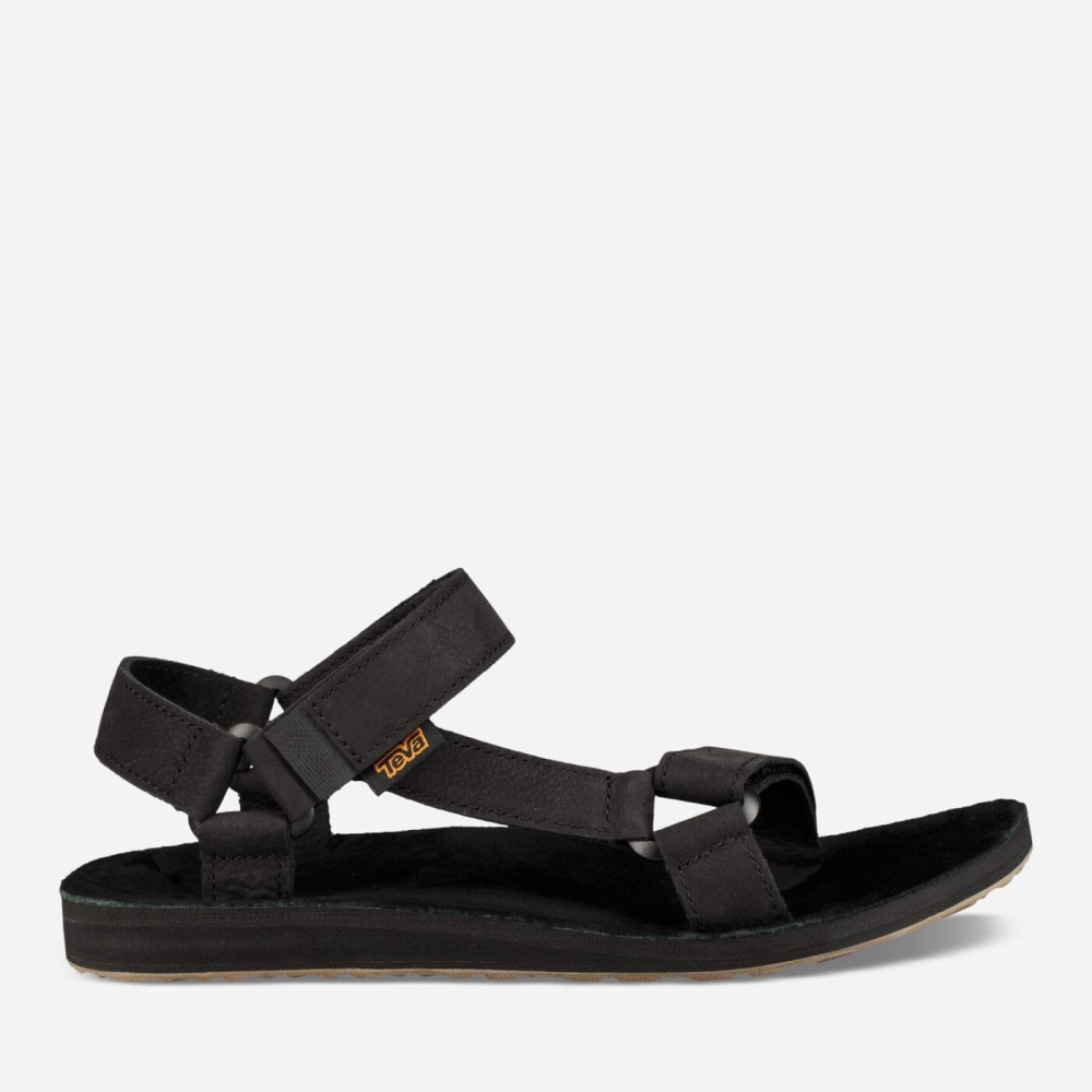 Black Men's Teva Original Universal Leather Sandals | 491-BEXCUW