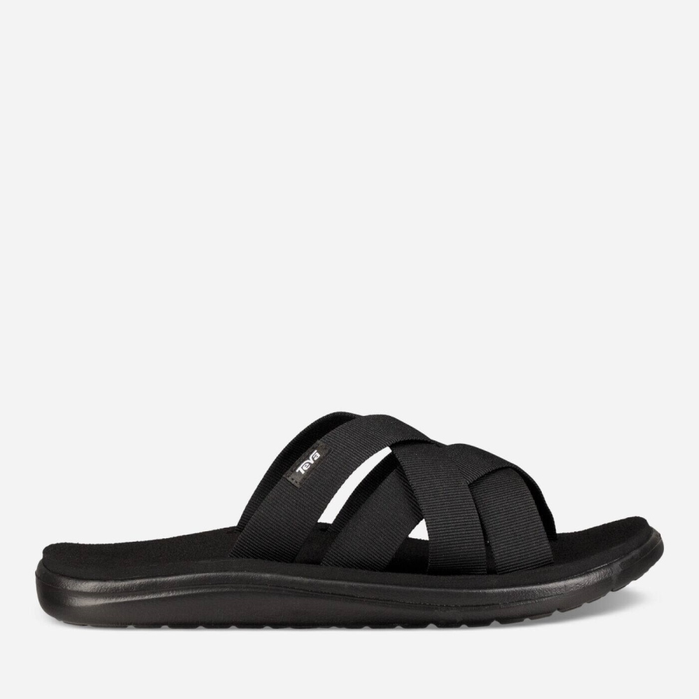 Black Men's Teva Voya Slide Sandals | 986-WITHOS