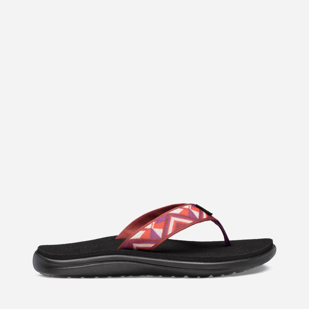 Black Red Women's Teva Voya Flip Flops | 425-HRFZYL