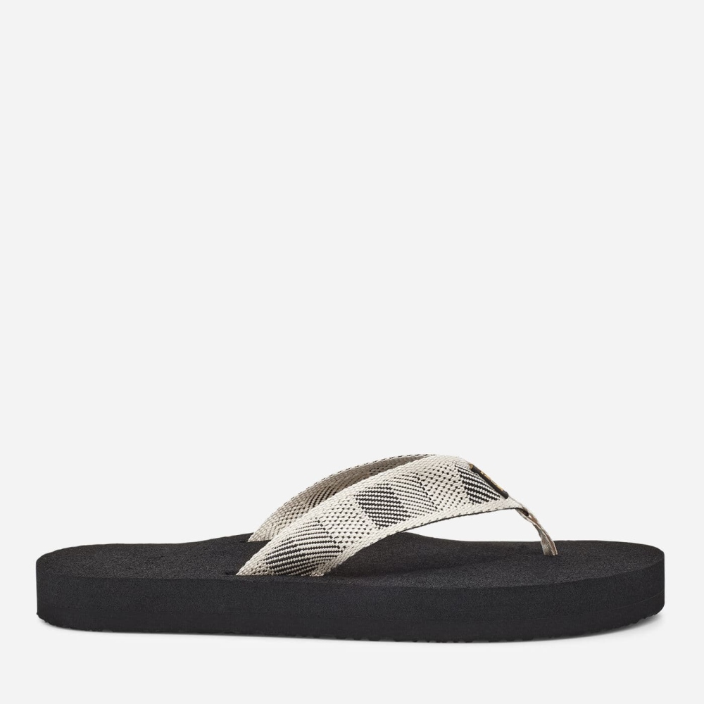 Black White Men's Teva Original Mush Flip Flops | 091-KOEHIQ