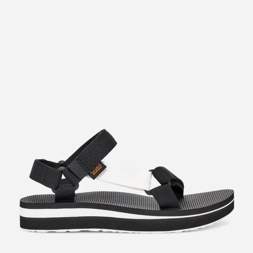 Black White Women's Teva Midform Universal Flatform Sandals | 432-SFPKJN