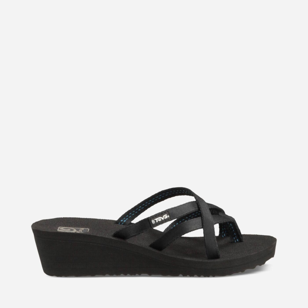 Black Women's Teva Mush Mandalyn Wedge Ola 2 Flip Flops | 568-WAIOQH