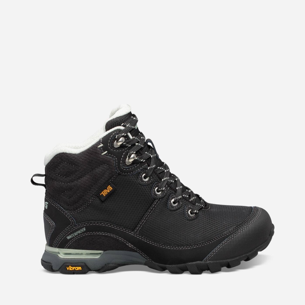 Black Women's Teva Sugarpine Mid WP Boots | 401-ZAKWSY