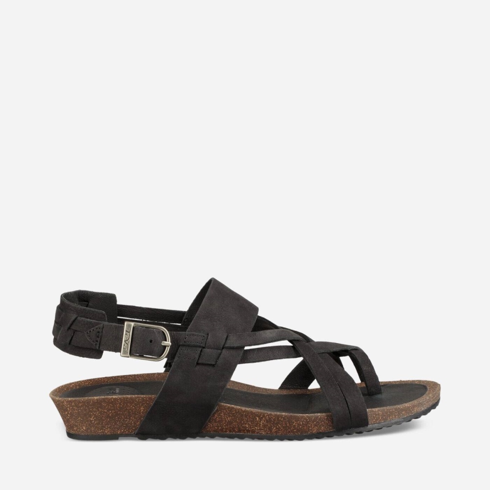 Black Women's Teva Ysidro Extension Wedge Sandals | 615-UPRNXI