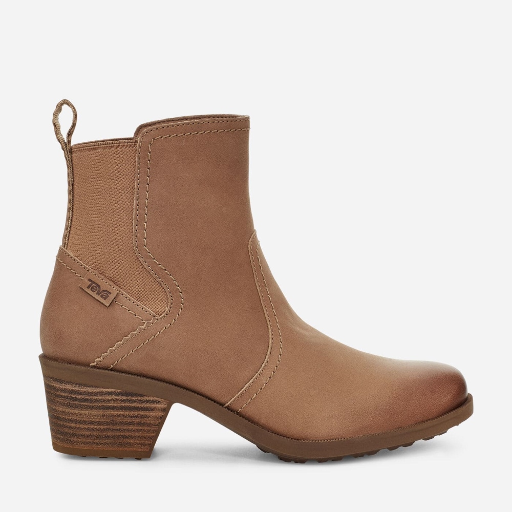 Brown Women's Teva Anaya Chelsea WP Boots | 253-IZQCTM