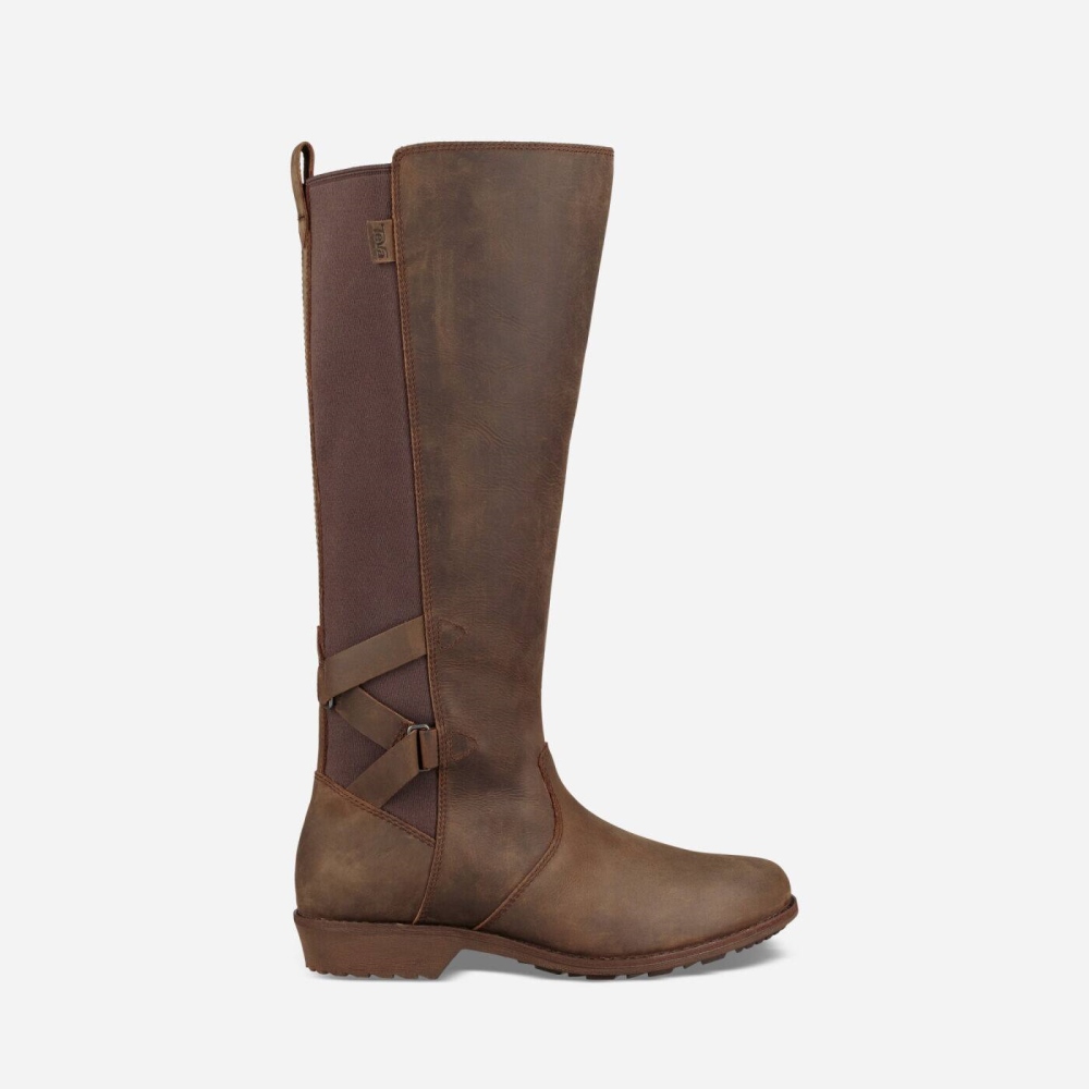 Brown Women's Teva Ellery Tall WP Boots | 368-JKCDFO