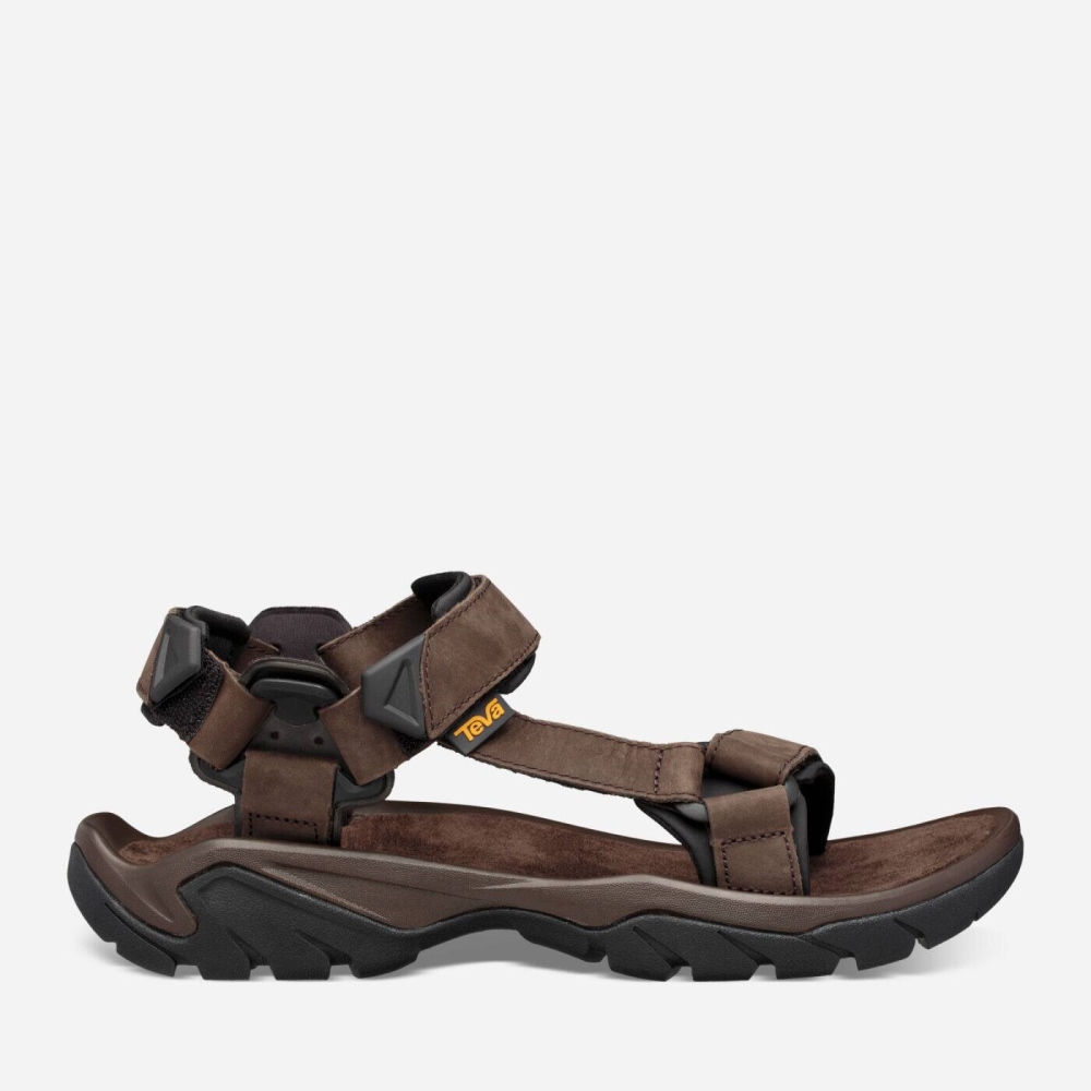 Coffee Men's Teva Terra Fi 5 Universal Leather Sandals | 147-GJFKPQ