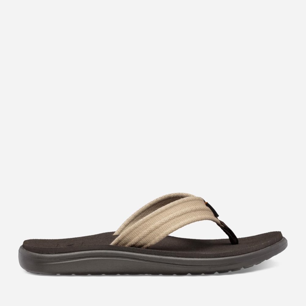 Coffee Men's Teva Voya Canvas Flip Flops | 865-FZHKDJ