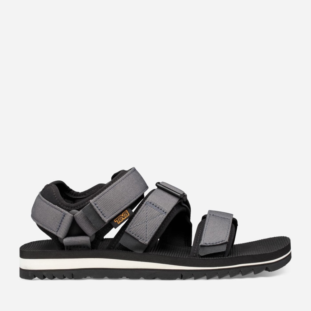 Dark Grey Men's Teva Cross Strap Trail Hiking Sandals | 169-JQZCOW