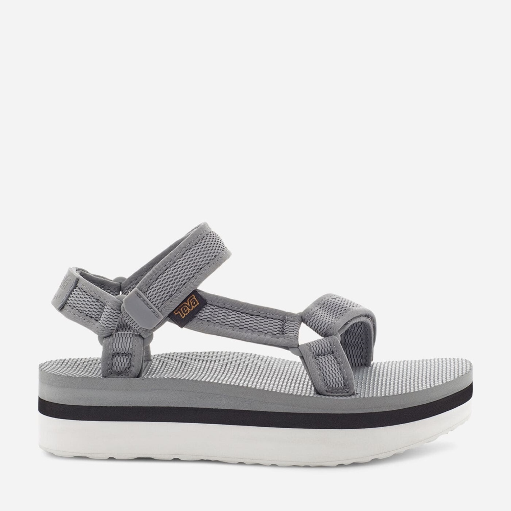 Grey Women's Teva Flatform Universal Mesh Print Flatform Sandals | 680-XZDBRC