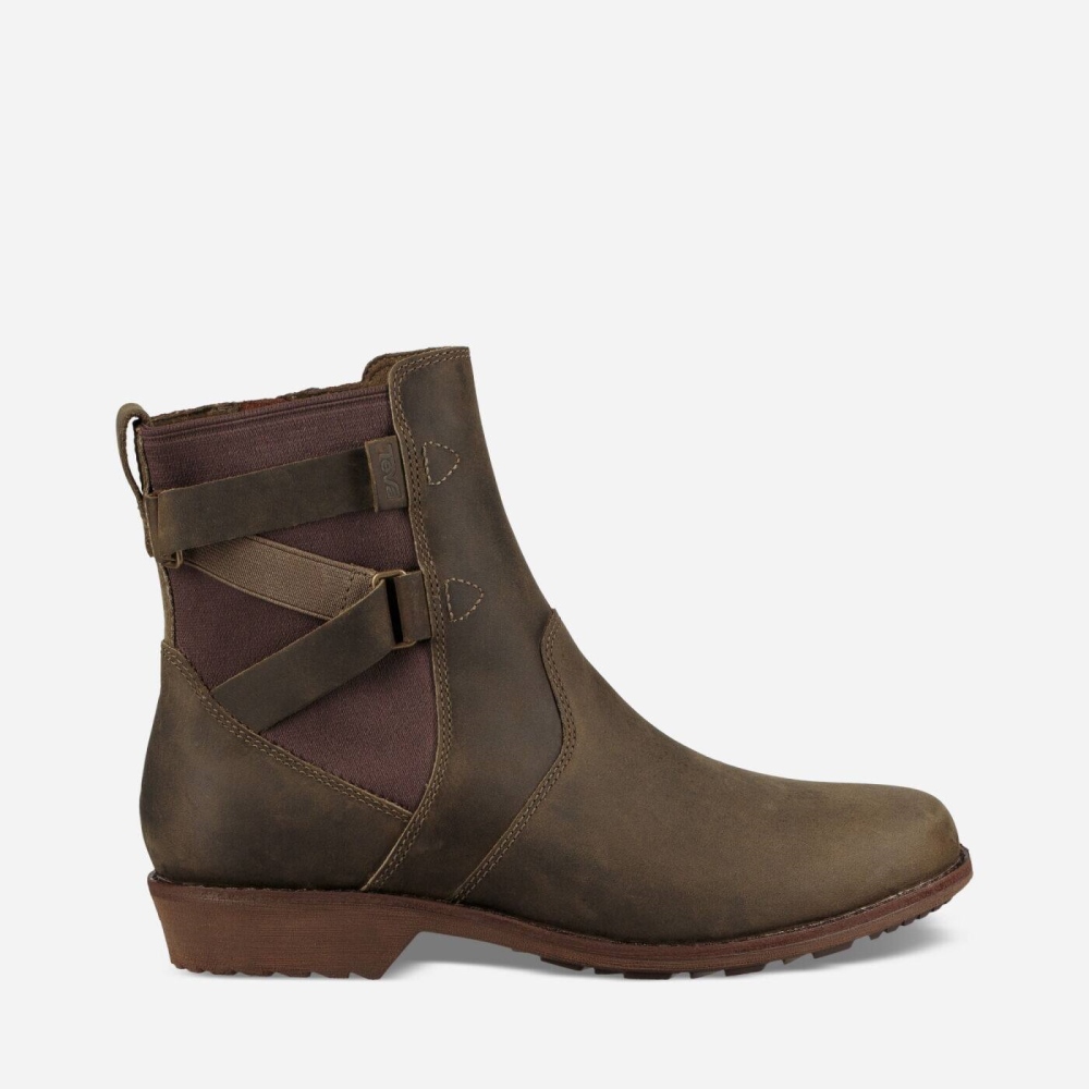 Olive Women's Teva Ellery Ankle WP Boots | 708-HSCJDP