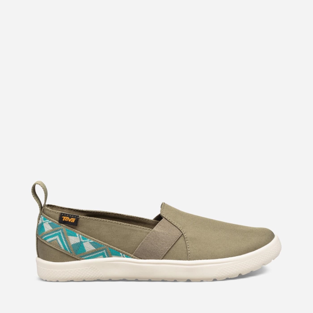 Olive Women's Teva Voya Slip On Shoes | 195-BYLDZV